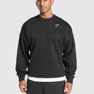 Gymshark Crest Oversized Crew Sweatshirt Black Medium NWT IN PACKAGE